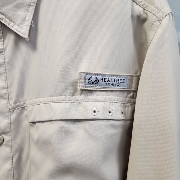 Realtree Long Sleeve Fishing Guide Shirt Light Beige Men's Size L  2199 - Picture 3 of 11